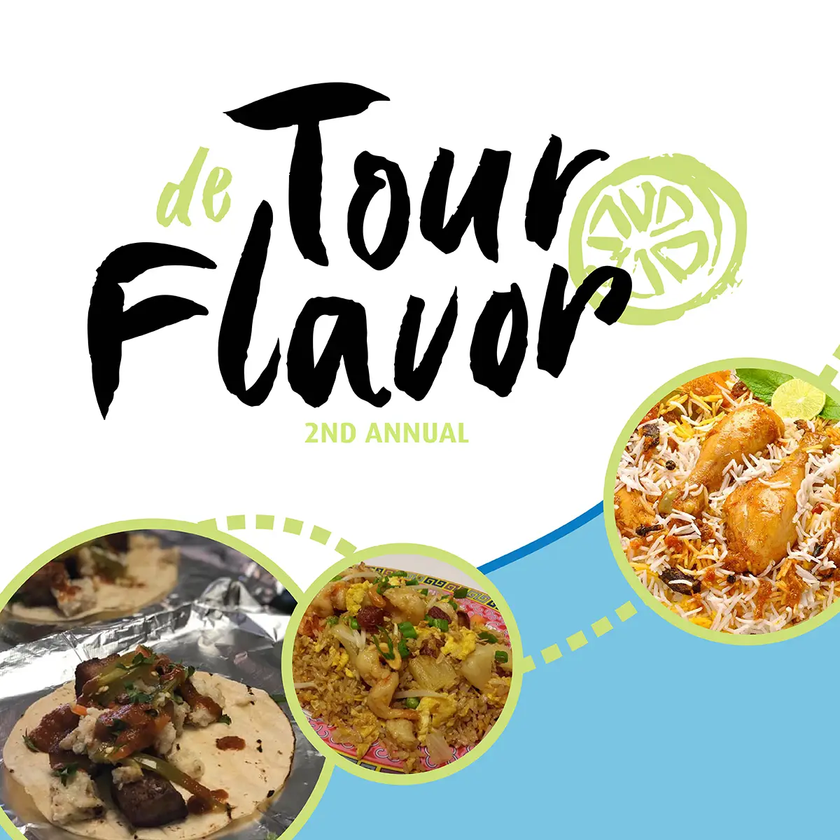 Tour de Flavor text by food images