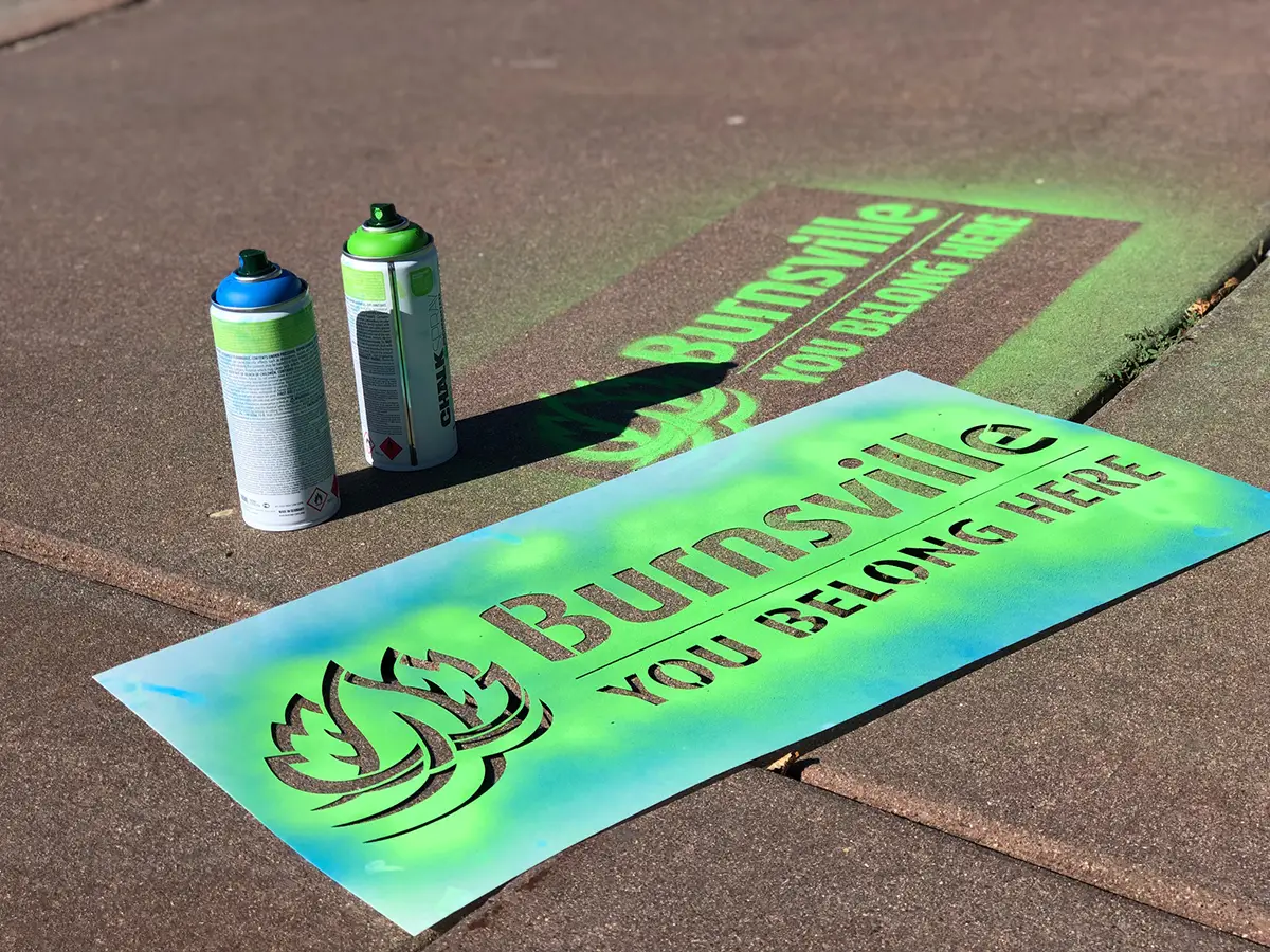 Chalk paint stencil "Burnsville You Belong"